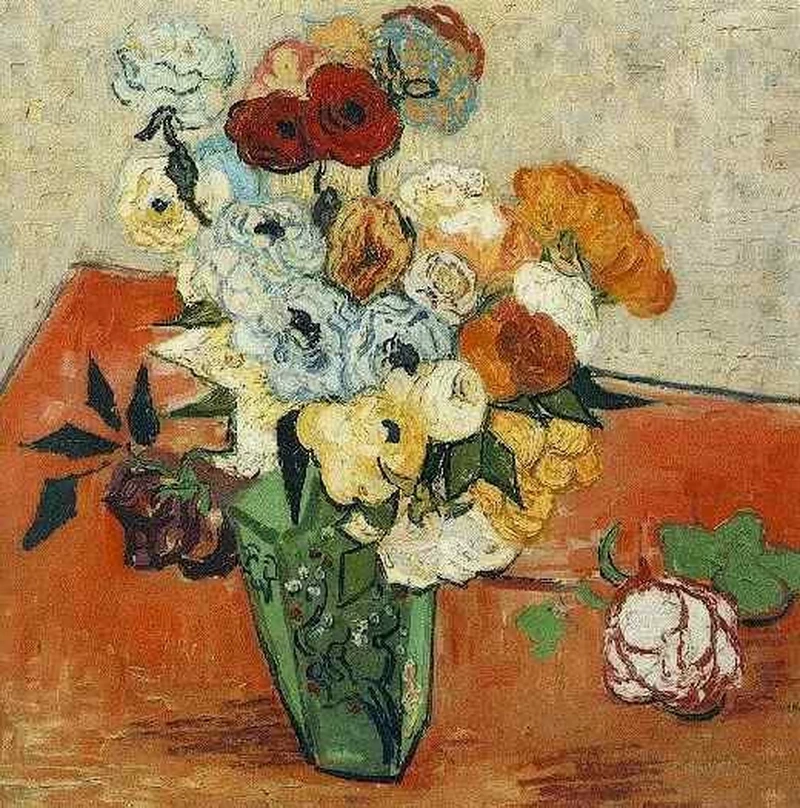  182-Vincent van Gogh-Natura morta con vaso giapponese con rose e anemoni, 1890 - Musee d'Orsay, Parigi 